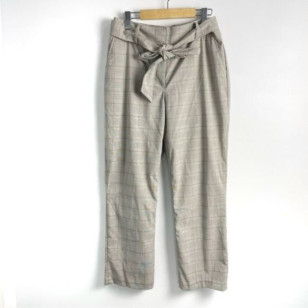 Joie Plaid Belted Cropped Pant Sz 8